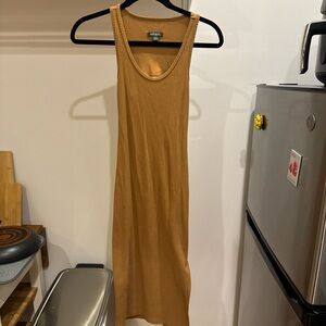 Ribbed Tank Midi Dress in Mustard Gold